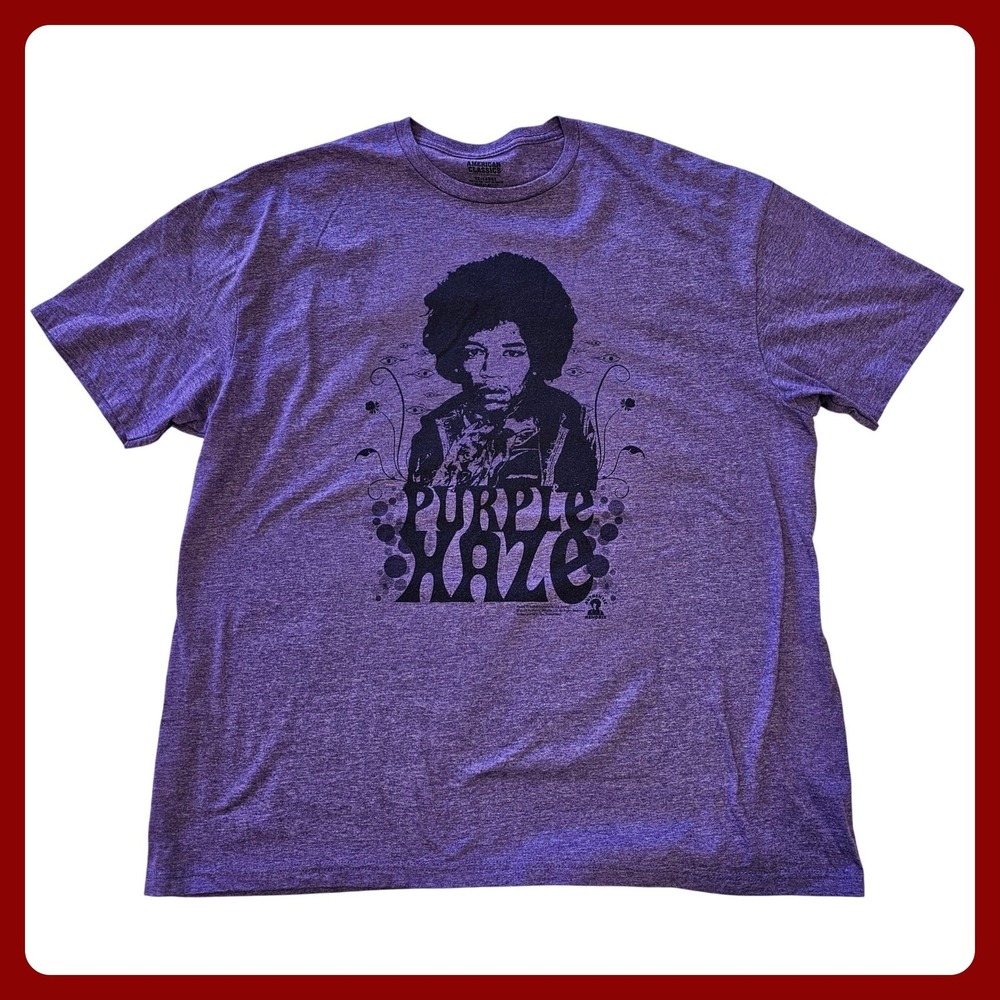 Jimi Hendrix Purple Haze T-Shirt‎ American Classics Graphic Tee Men 2XL Heather